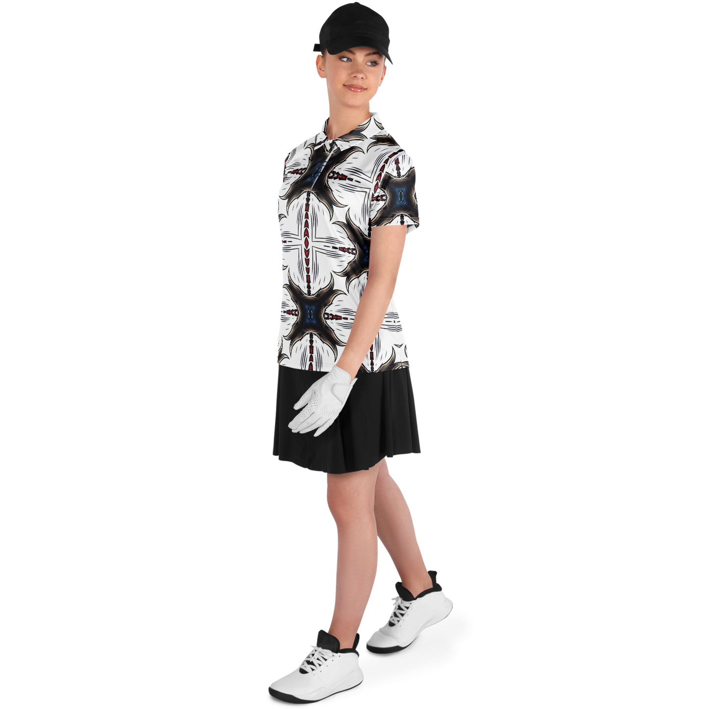 Women's Abstract Symmetry Pattern Polyester Polo Shirt