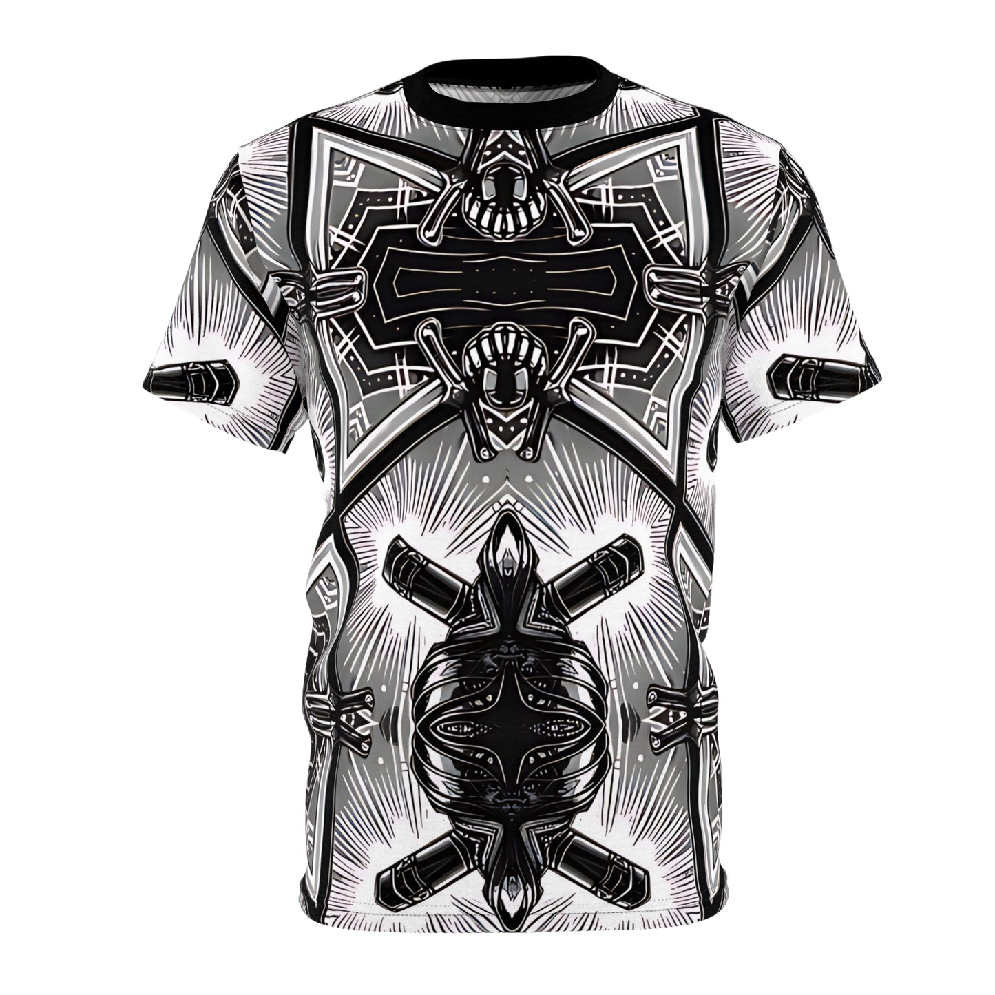 Men's Monochrome Gothic Kaleidoscope Pattern All Over Print Tee