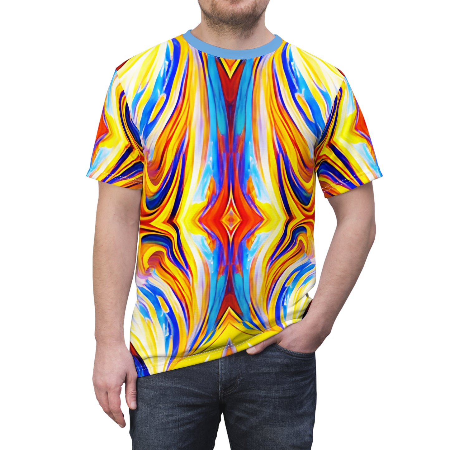 Men's Vibrant Abstract Art All-Over Print Tee