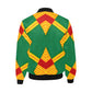 Men Bold Green, Red & Gold African Kente-Inspired Pattern All-Over Print Bomber Jacket