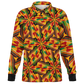 Men’s Vibrant African Kente-Inspired Pattern All-Over Print  Long Sleeve Polo Shirt
