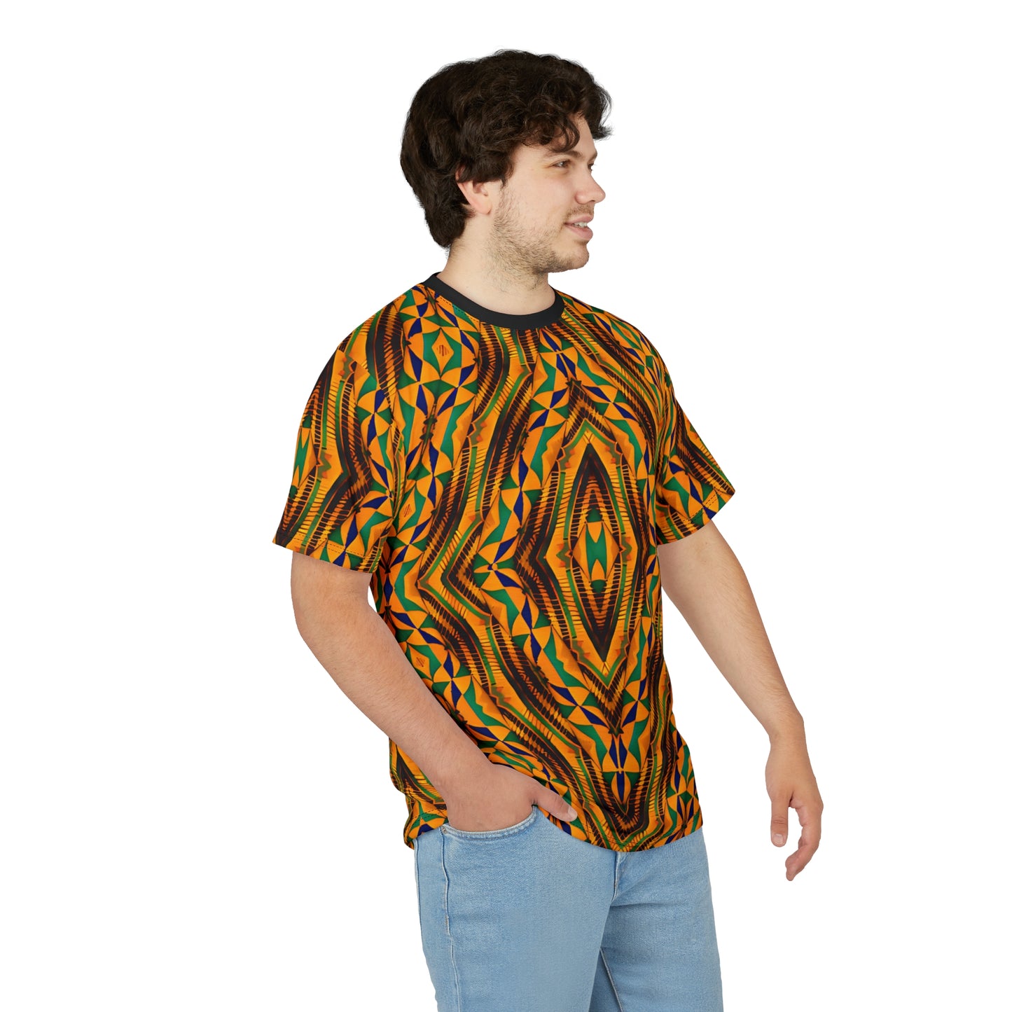 Men's Bold African Kente Inspired Pattern All-Over Print Tee