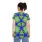 Women's Blue Starburst Kaleidoscope Pattern All-Over Print Unisex Cut & Sew Tee
