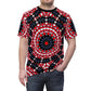 Men's Red, Black & White Psychedelic Pattern All-Over Print Shirt