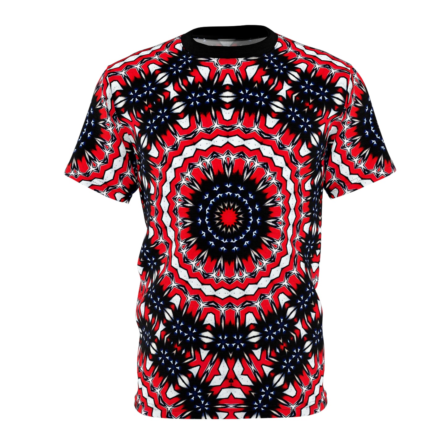 Men's Red, Black & White Psychedelic Pattern All-Over Print Shirt