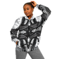 Women's Classic Black & White Geometric Pattern All Over Print Baseball Jacket