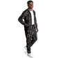 Men's Geometric Floral Pattern in Black & Brown Track Jacket and Pants