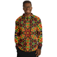 Men’s  African Kente Geometric Star Pattern All-Over Print Long Sleeve Polo Shirt