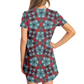 Women's Red, Green & White Teal Aztec Geo Pattern All-Over Print T-Shirt Dress
