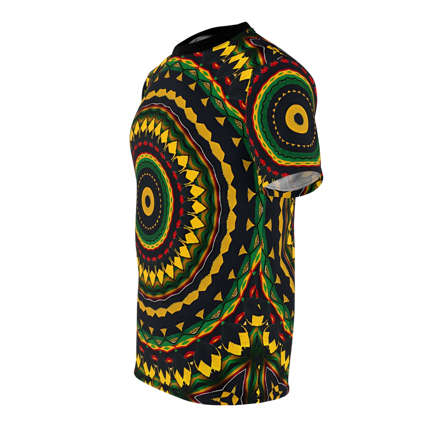Women's Yellow Green Red Circular Pattern All-Over Print Tee