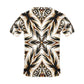 Men's Brown & Black Kaleidoscope Pattern Men's All Over Print Crew Neck T-Shirt