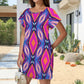 Women's Vibrant Abstract Neon All-Over Print Round Neck Pocket Casual Dress