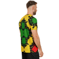 Men Bold Red Yellow Green & Black Star Geometric Pattern All Over Print Soccer Jersey