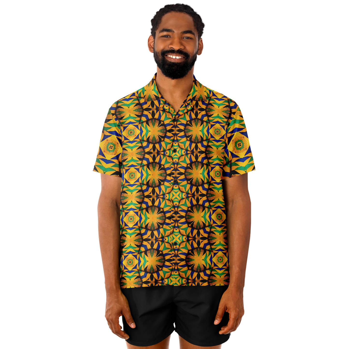 Men's Spread Collar Short Sleeve Button-Down Shirt