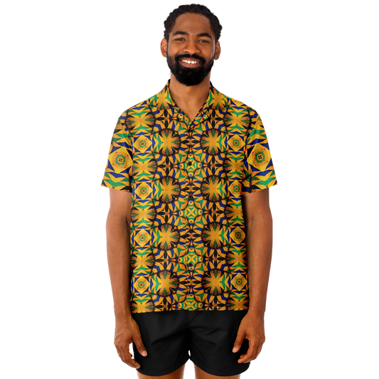 Men's Spread Collar Short Sleeve Button-Down Shirt