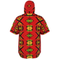 Men's Red Bold Tribal All-Over Print Hooded Baseball Jersey