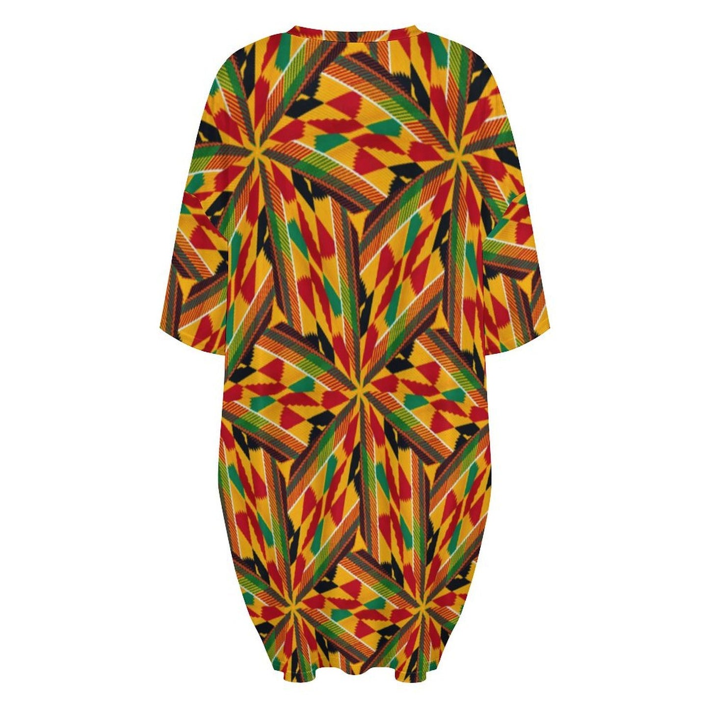 Women's Vibrant African Kente Geometric All-Over Print Oversized T- Shirt Loungewear