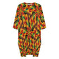 Women's Vibrant African Kente Geometric All-Over Print Oversized T- Shirt Loungewear
