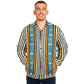 Men's Striped Retro Blue & Orange Patten Design All Over Print Baseball Jacket
