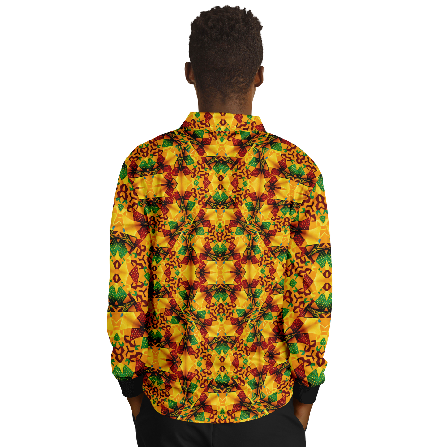 Men’s Vibrant Autumn Kaleidoscope Pattern All Over Print Long Sleeve Polo Shirt