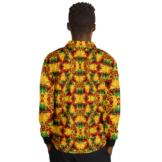 Men’s Vibrant Autumn Kaleidoscope Pattern All Over Print Long Sleeve Polo Shirt