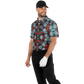 Men's Red, Green & White Teal Aztec Geo Pattern All-Over Print Polo Shirt