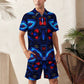Men's Blue & Red Kaleidoscope Pattern Zip-Up Polo Set
