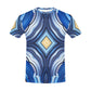 Men's  Blue Wave Pattern All Over Print Crew Neck T-Shirt