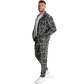 Men's Black Geometric Pattern Track Jacket and Pants