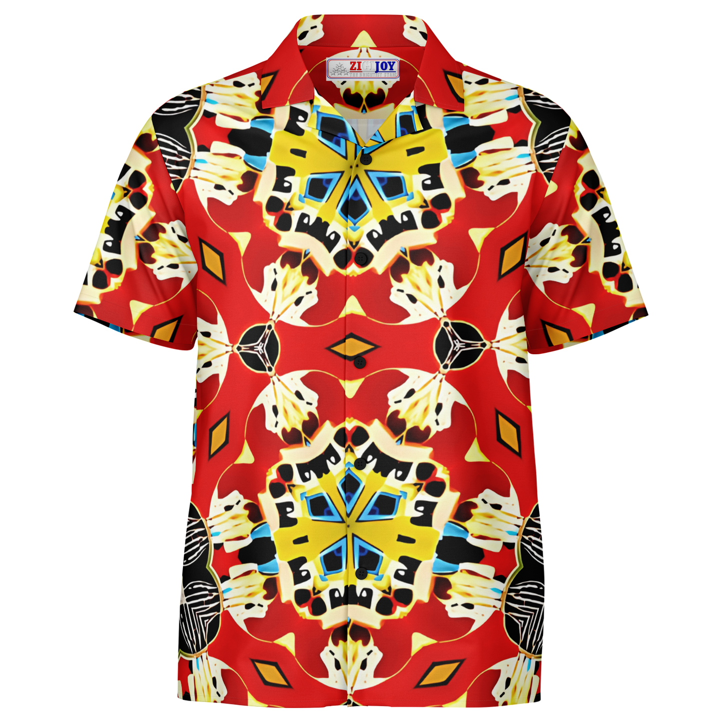 Men's Spread Collar Short Sleeve Button-Down Shirt