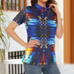 Women's Blue & Red Kaleidoscope Pattern All Over Print Polo Shirt