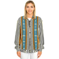 Women's Striped Retro Blue & Orange Patten All Over Print Baseball Jacket