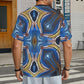Men's Abstract Blue Geode Kaleidoscope Pattern All Over Print All Over Print Ribbed Collar T-Shirt.