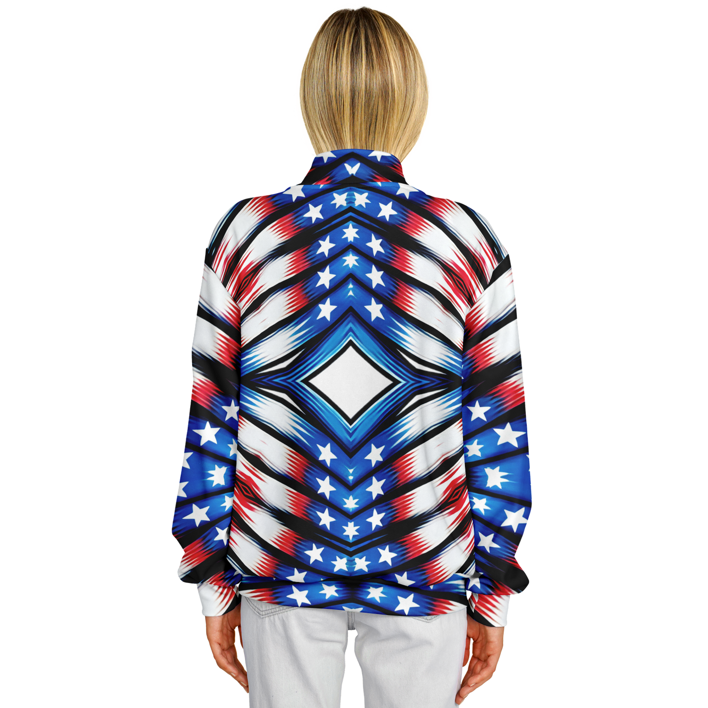 Women's American Flag Pattern All-Over Print Baseball Jacket