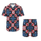 Men's Red White Blue Geometric Pattern All-Over Print Hawaiian Shirt & Shorts Set