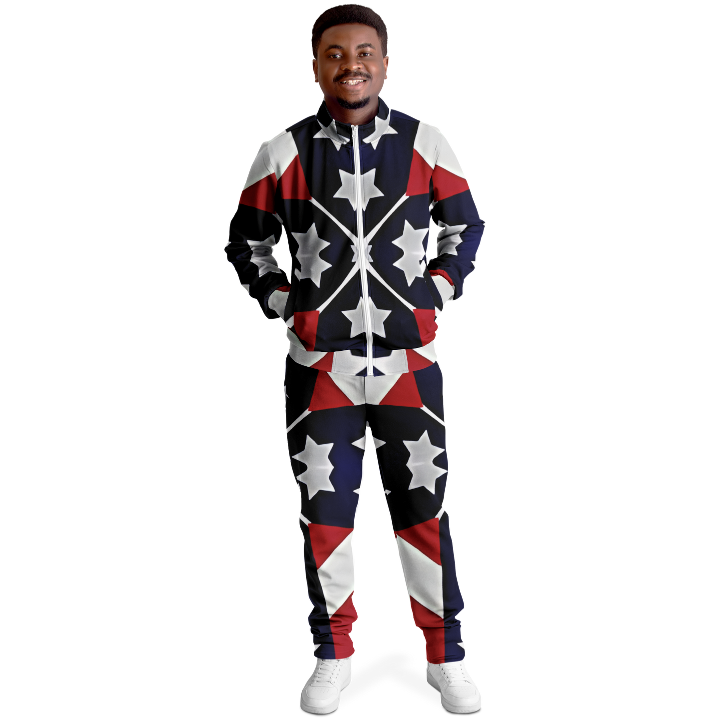 Men's Patriotic Star Flag Track Jacket and Pants
