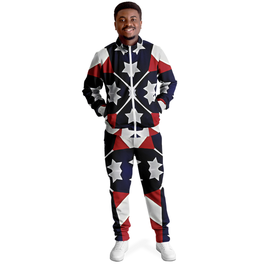 Men's Patriotic Star Flag Track Jacket and Pants