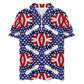 Men's Patriotic Stars & Stripes All Over Print Zip-Up Polo Set