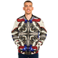 Men's Patriotic Star Kaleidoscope Pattern All-Over Print Baseball Jacket