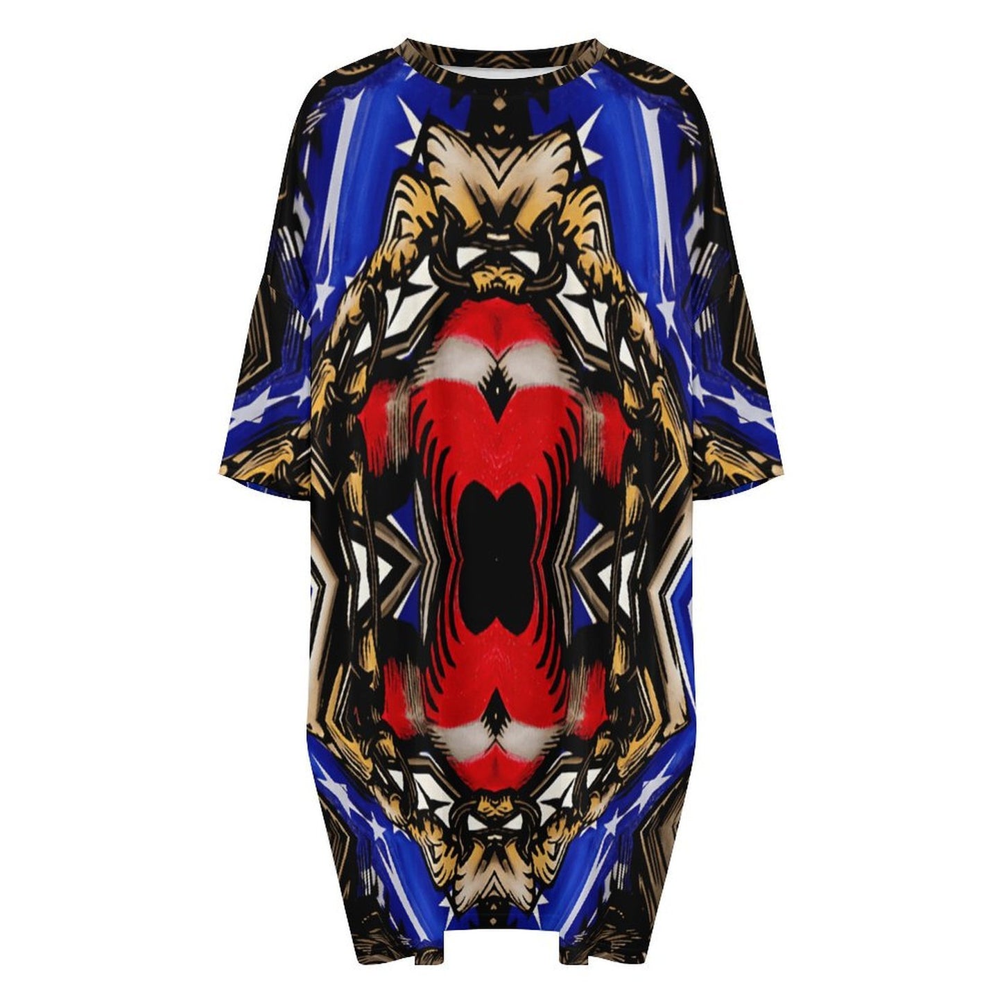 Women's Patriotic Kaleidoscope All-Over Print Oversized T- Shirt Loungewear