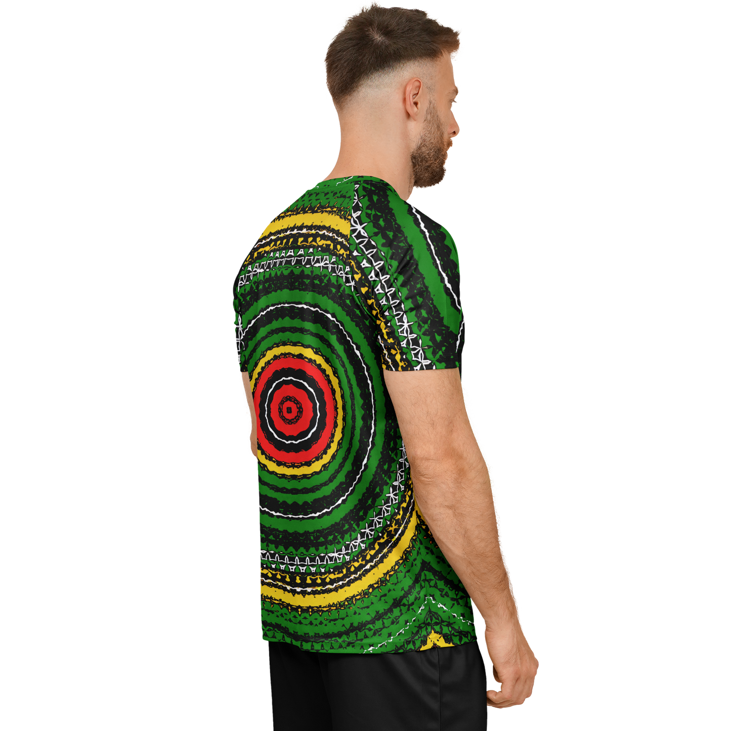 Men's Green Striped with Vibrant Accent Pattern All Over print Men's Soccer Jersey