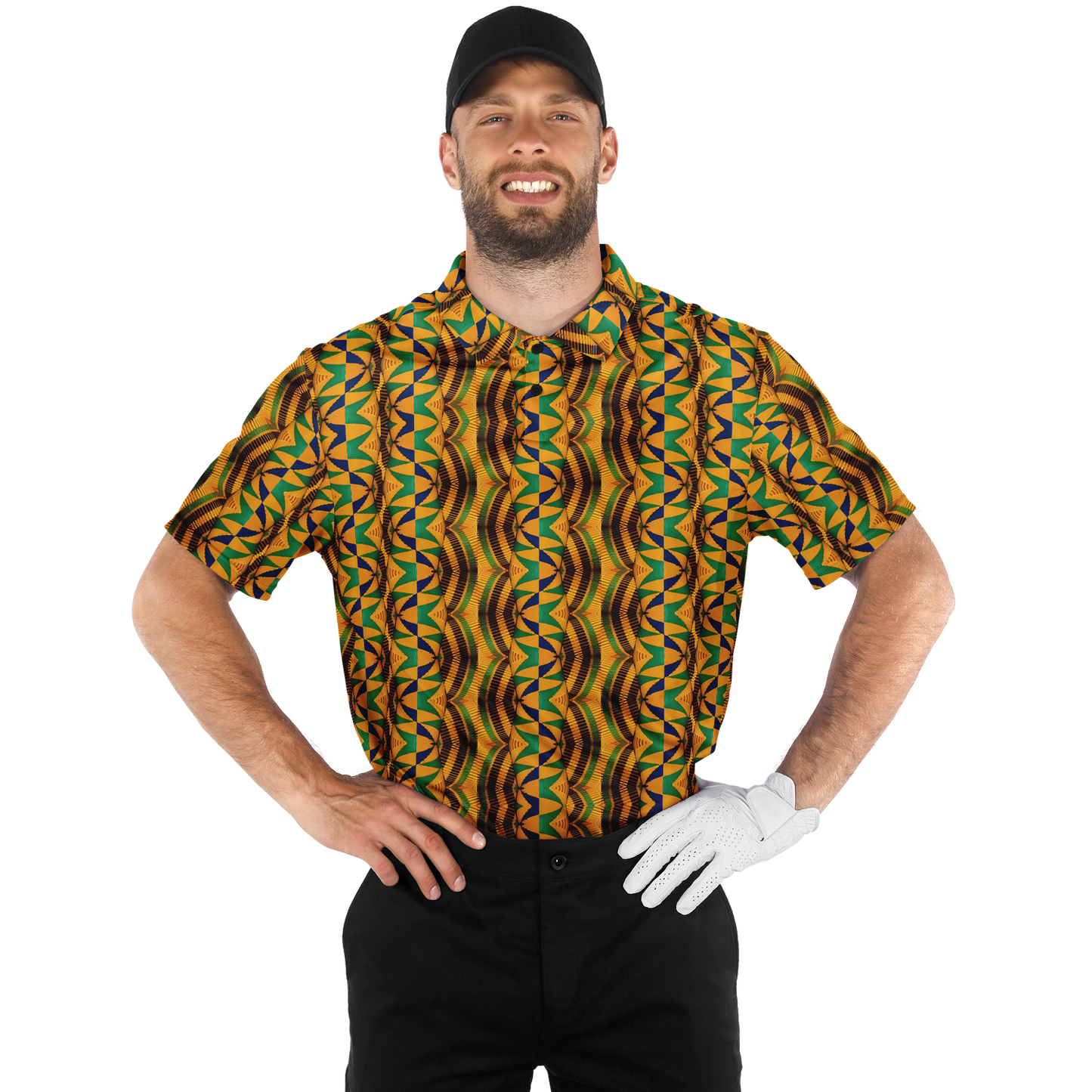 Men's African Kente Geometric Pattern All-Over Print Polo Shirt