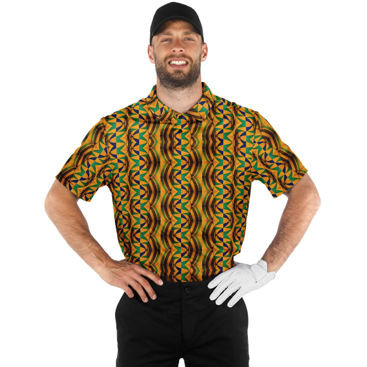 Men's African Kente Geometric Pattern All-Over Print Polo Shirt