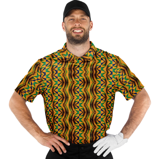 Men's African Kente Geometric Pattern All-Over Print Polo Shirt