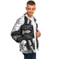 Men's Classic Black & White Geometric Pattern All Over Print Baseball Jacket