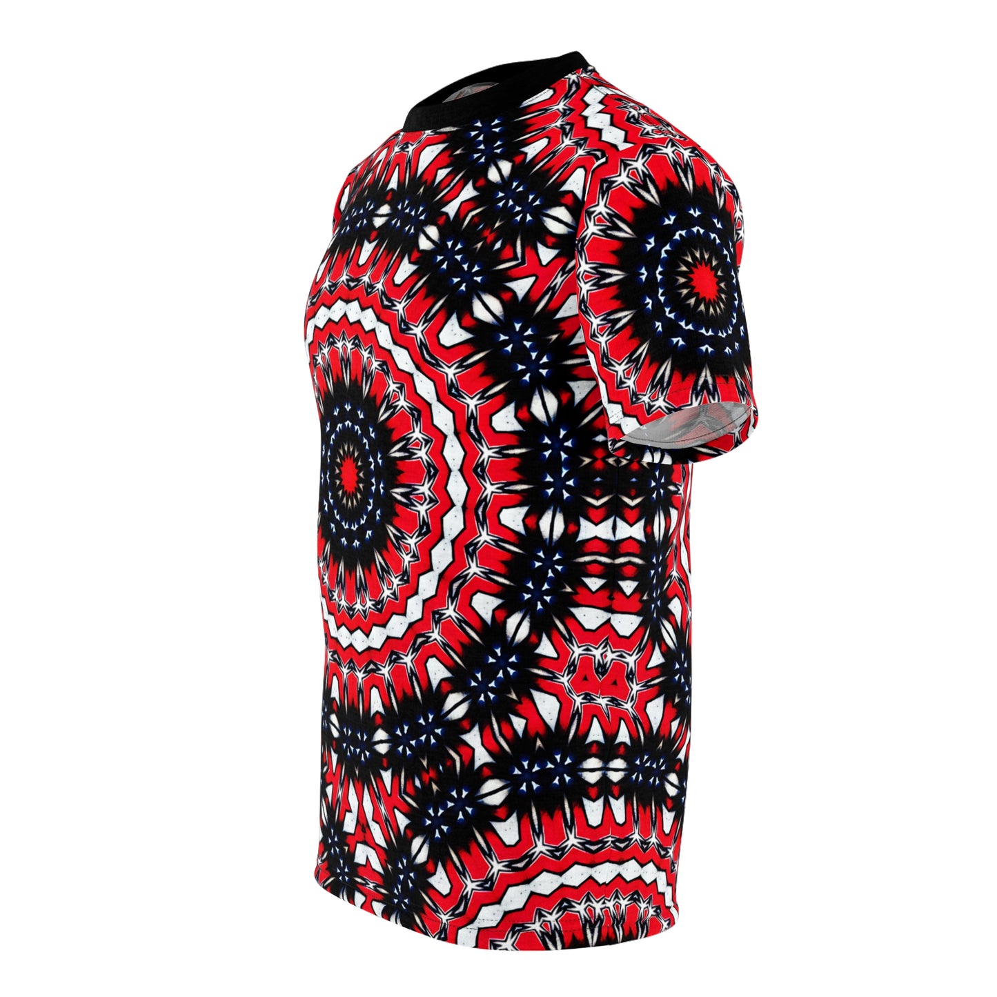 Men's Red, Black & White Psychedelic Pattern All-Over Print Shirt