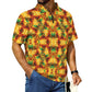 Men's Vibrant African Kente Geometric Pattern All Over Print Zipper Polo Shirt.