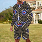 Men's Patriotic Kaleidoscope Pattern All-Over Print Lightweight Sun Hoodie & Shorts Set