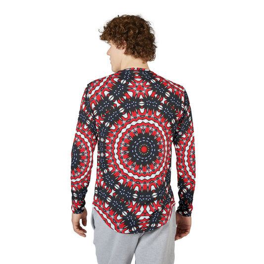 Men's Patriotic Mandala Red White Blue Pattern Long Sleeve  All-Over Print Shirt
