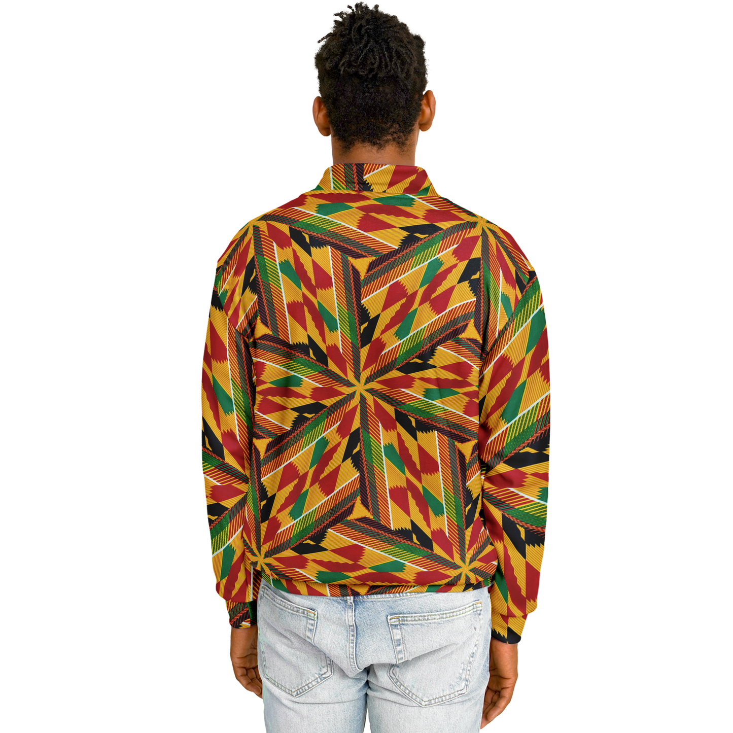 Men's Vibrant African Kente-Inspired Pattern All-Over Print Baseball Jacket